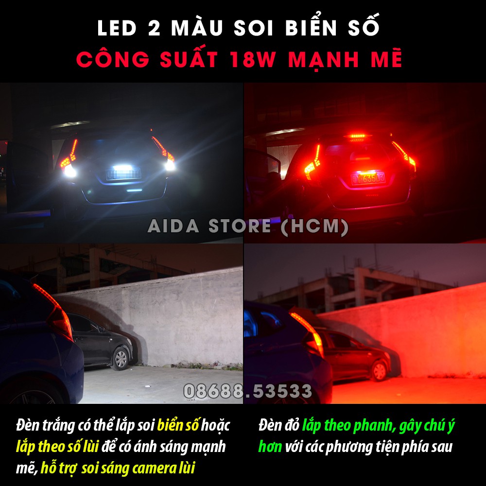Bộ đèn LED 02 màu gắn biển số xe