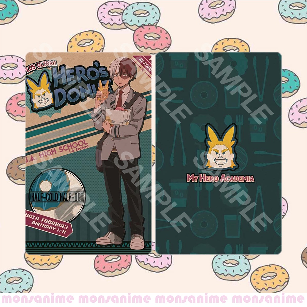 Ảnh card bo góc in hình BOKU NO HERO ACADEMIA Bánh Vòng ver DONUT Học Viện Anh Hùng thẻ bo viền 5*8cm #