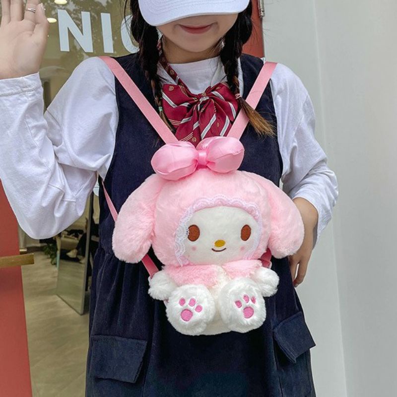 Ba lô Hình Thỏ Melody Nơ Hồng 2 Kích Cỡ