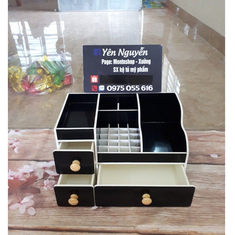 Kệ mỹ phẩm 35cm max màu đen 16 ô son