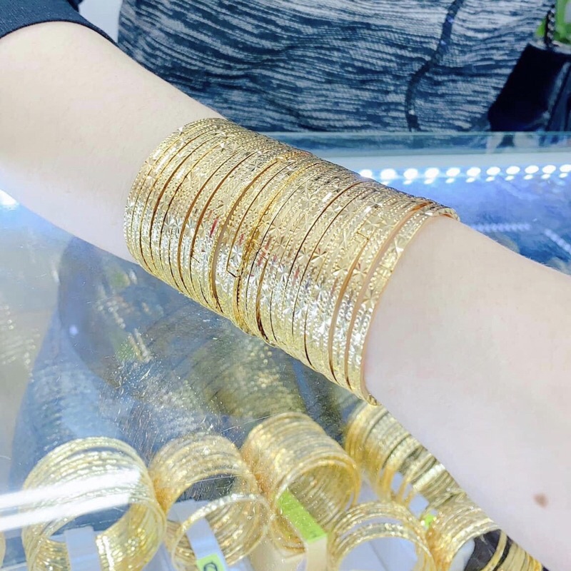 XIMEN 7 chiếc bản bự khắc ký hiệu 10k chuẩn màu vàng 18k siêu bền màu Kami