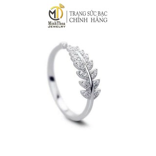 Nhẫn bạc nữ đẹp hình lá dáng hở đơn giản cá tính trang sức bạc ta Minh Thoa JEWELRY