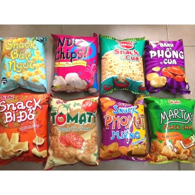 (Khuyễn mãi lớn cho bé vui hè)100 gói Snack oshi 2k các vị giá cực rẻ