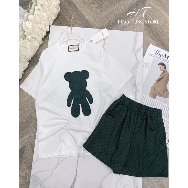 Set áo phông gấu + quần đùi gucciii