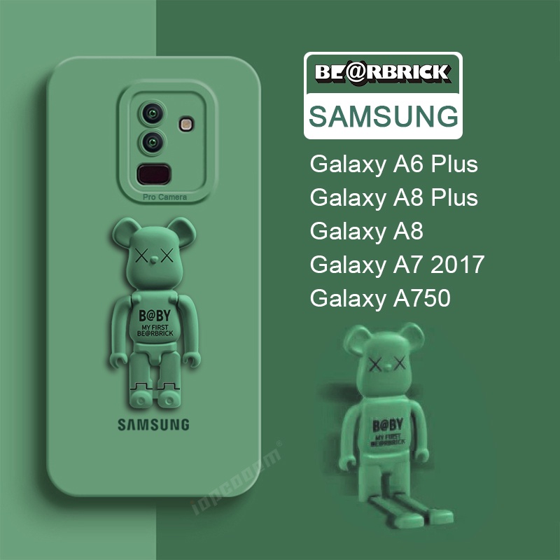 Ốp Điện Thoại Silicon Mềm Màu Trơn Vòng Đỡ Hình Gấu Dễ Thương Cho Samsung Galaxy A6 Plus A8 + A8 A750 A7 2018