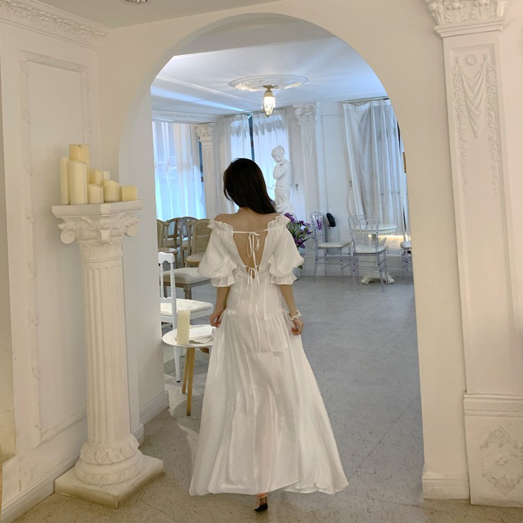 {CÓ SẴN} ĐẦM MAXI VÁY MAXI TRỄ VAI TAY BỒNG TRẮNG HỞ LƯNG ĐI BIỂN ĐI TIỆC CÔ DÂU TIỂU THƯ BÁNH BÈO QUẢNG CHÂU | BigBuy360 - bigbuy360.vn