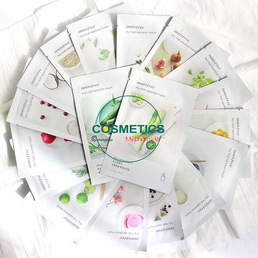 Mặt nạ giấy dưỡng ẩm cho da mặt Innisfree My Real Squeeze Mask 18 vị | BigBuy360 - bigbuy360.vn