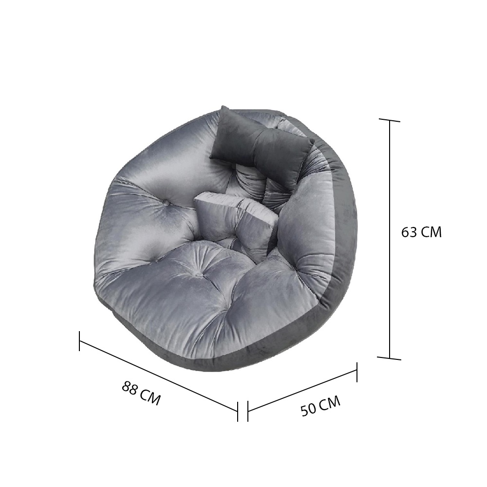 HomeBase HLS Đệm ngồi ghế lười Polyester siêu dày siêu êm mềm mại thoải mái R88xC63xS50 cm xám