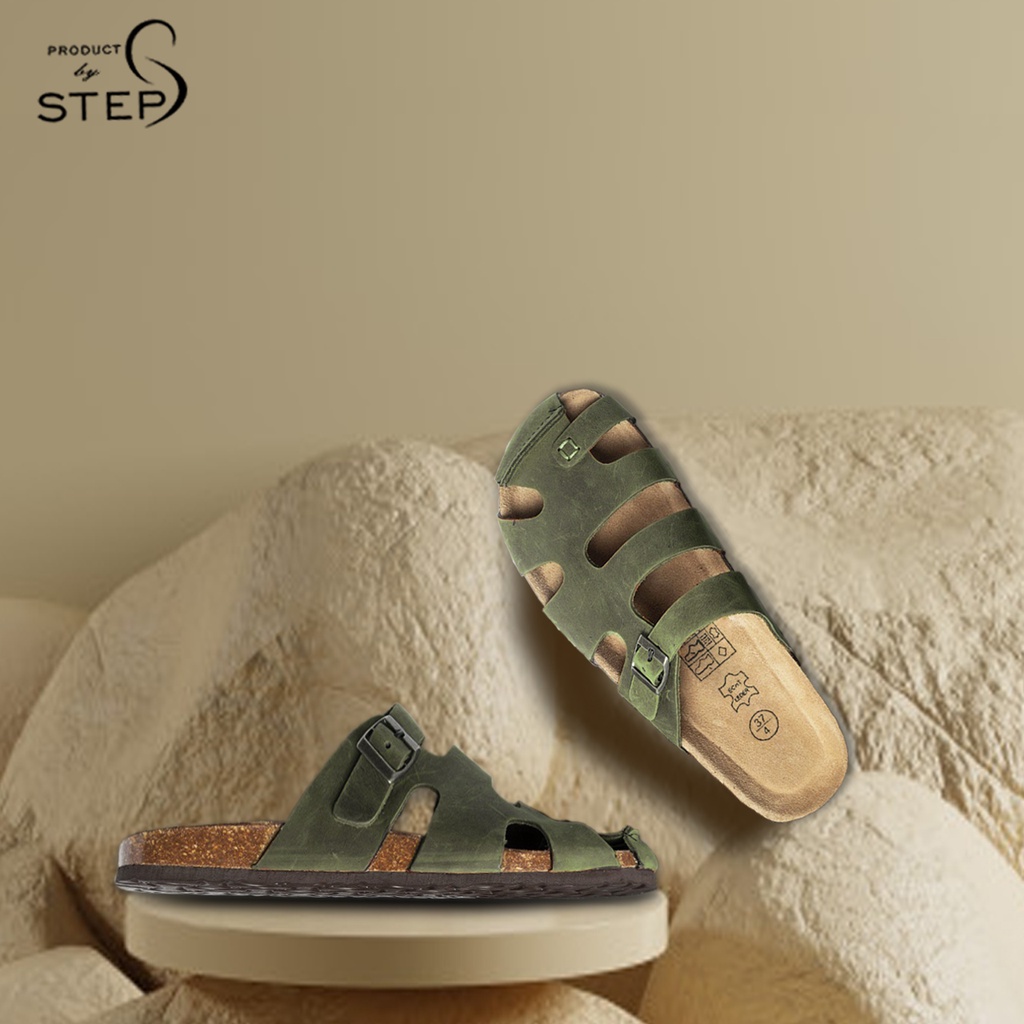 Dép đế trấu Unisex Da quai rọ bít mũi