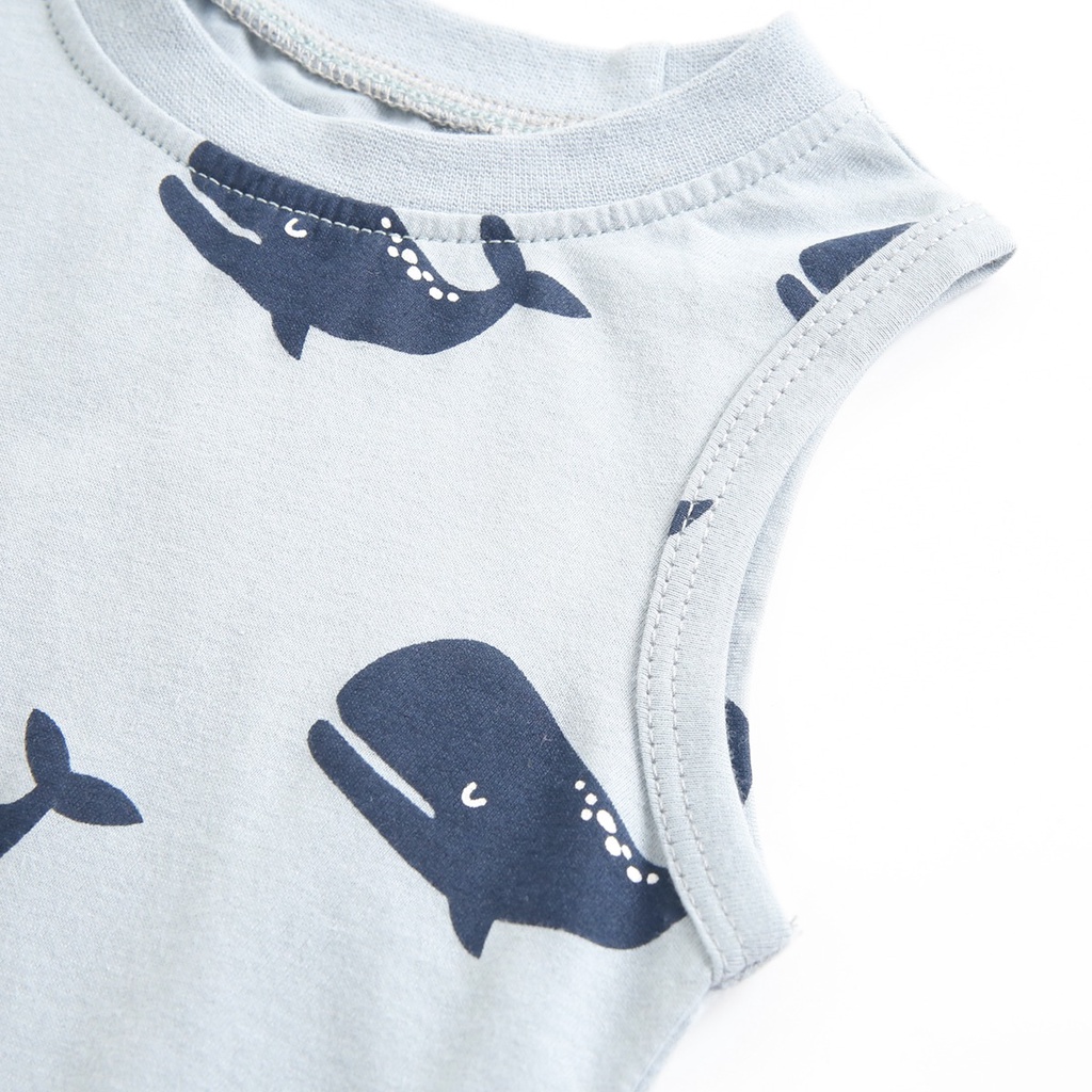 Áo liền quần Sanlutoz không tay họa tiết động vật thời trang mùa hè cho bé trai sơ sinh