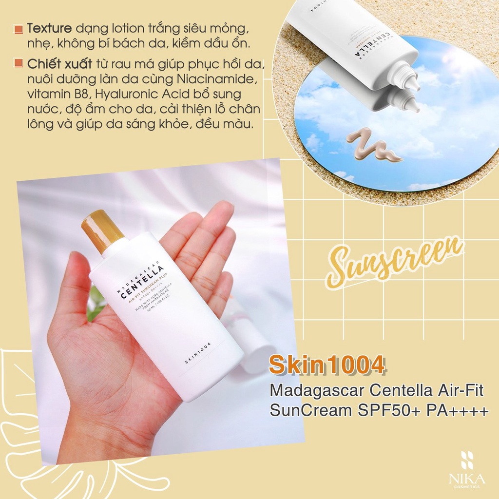Kem chống nắng rau má dịu da Skin1004 Centalla Airfit Suncream SPF50+ PA++++ 50ml