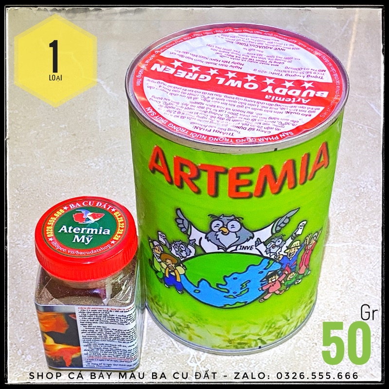 Trứng artemia mỹ, trứng artemia cao cấp nở nhiều và nhanh ( hủ nhựa sớt Lẻ 50gr )