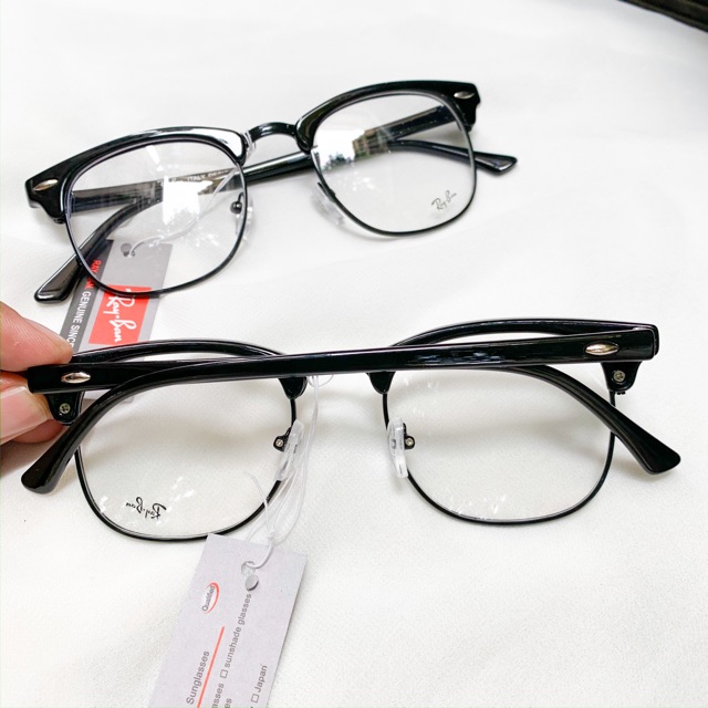 👓 Gọng kính vuông cắt vành nửa gọng viền đen nam nữ 5154