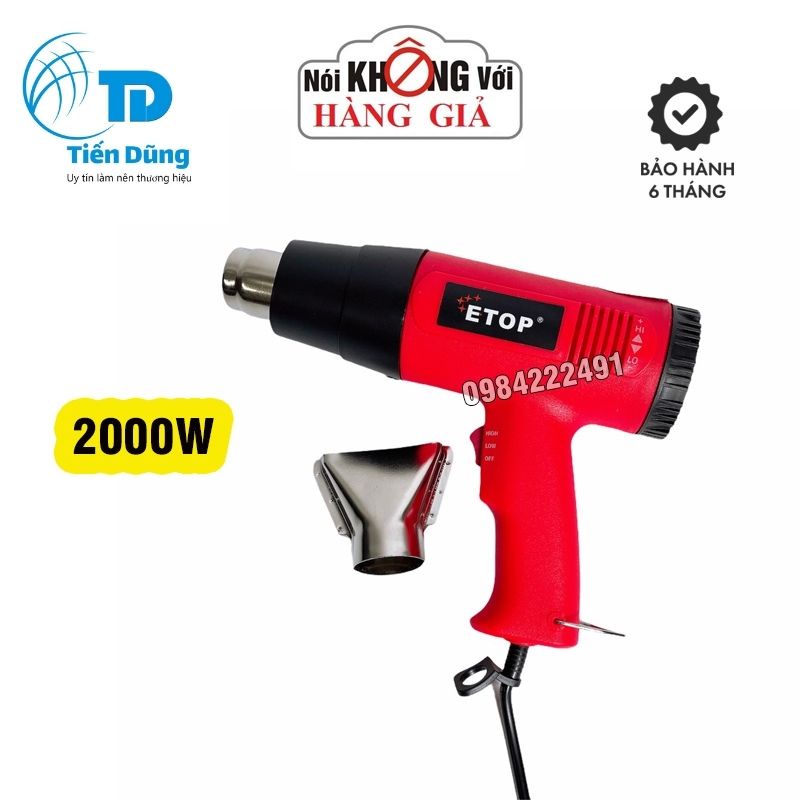 Máy khò nhiệt, máy thổi hơi nóng ETOP có điều tốc công suất 2000W