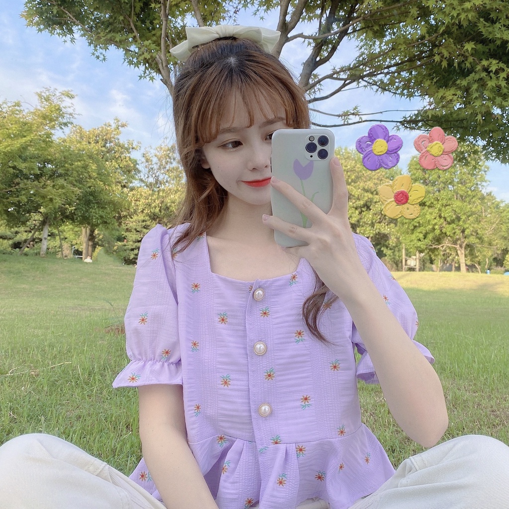 NRVP Áo kiểu dáng rộng tay ngắn nhiều màu sắc thời trang mùa hè dành cho nữ