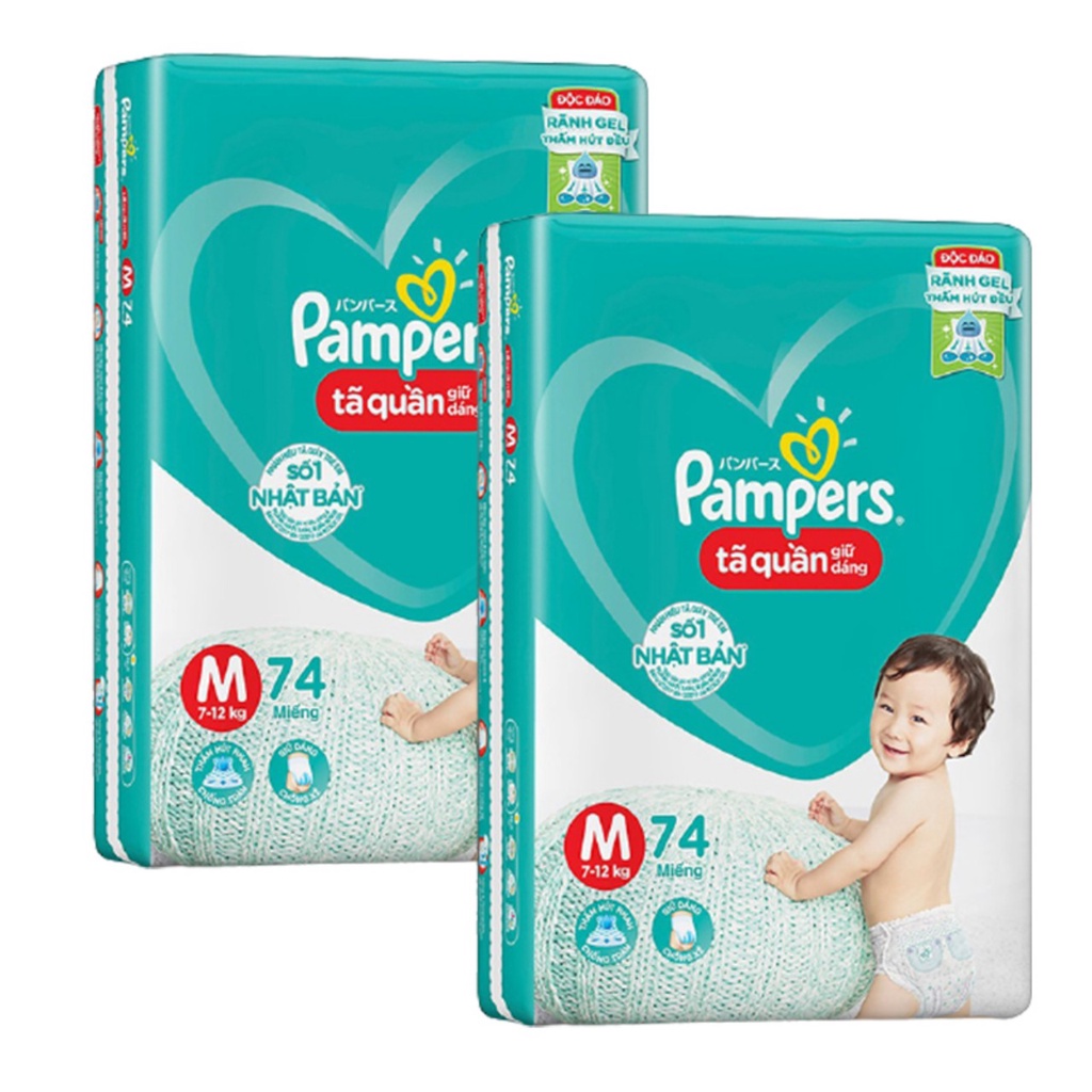 Tã/Bỉm quần Pampers giữ dáng Super Jumbo Size M74, L68 ,XL62 -mẫu mới [ chính hãng]