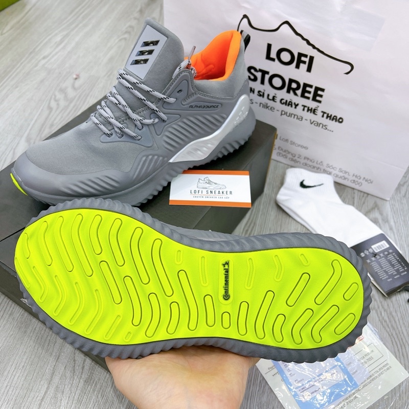 Giày thể thao giày sneaker Alpha bounce xám đế xanh hàng cao cấp