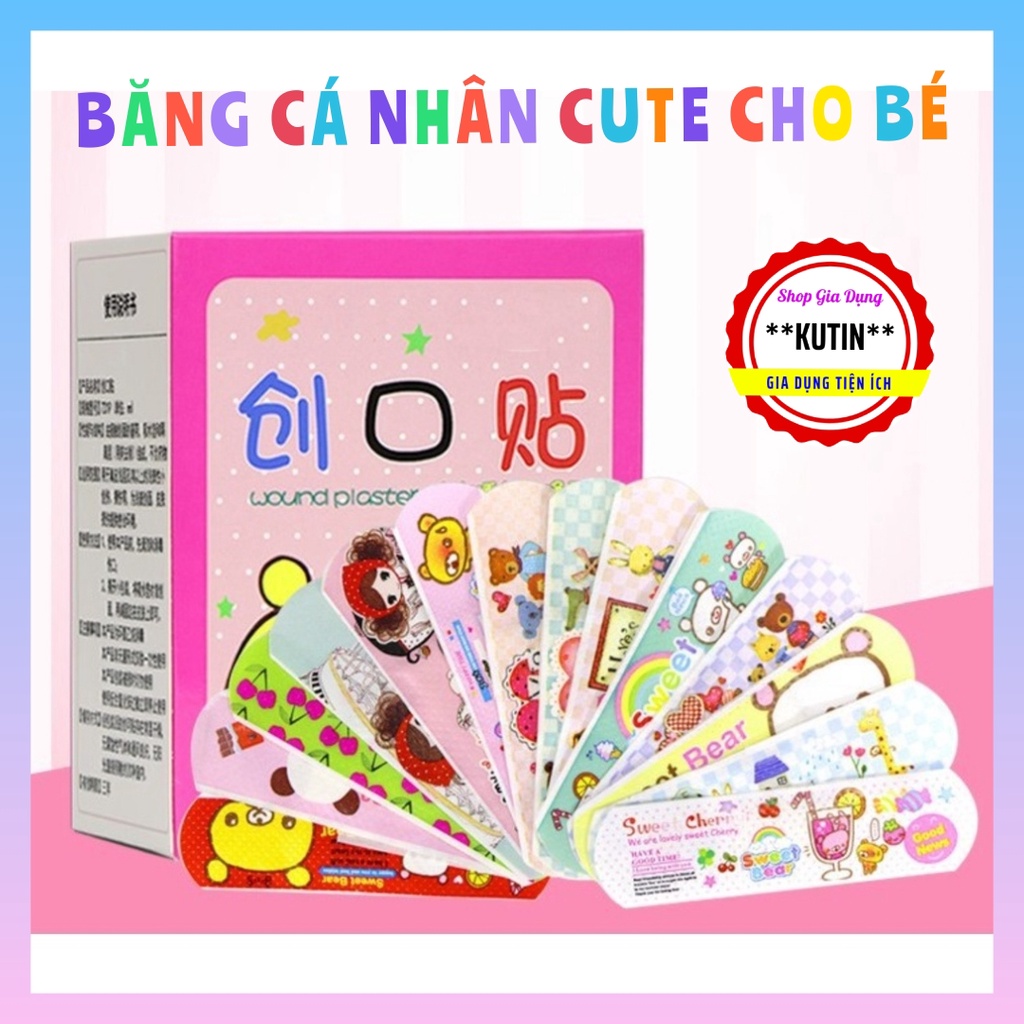 Băng Cá Nhân Hoạt Hình Dễ Thương Cute Cho Bé. Băng Y tế Hộp 100 Miếng