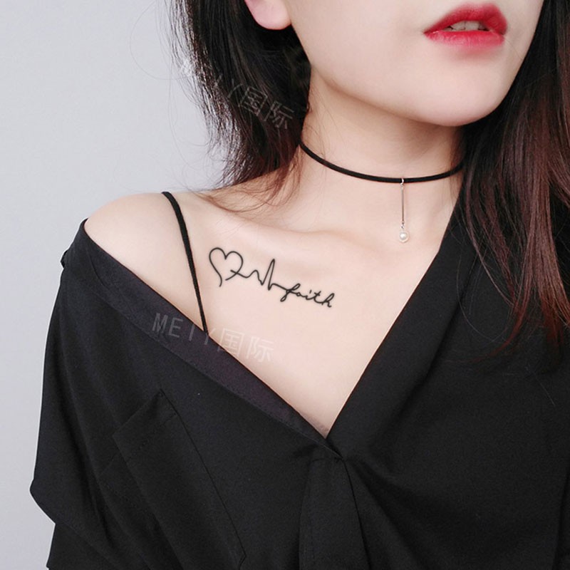 Hình xăm dán nữ tatoo nhịp tim tình yêu kích thước 6 x 10 cm