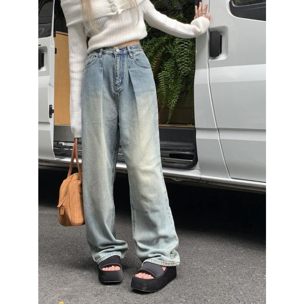 Quần Denim Ống Rộng Lưng Cao Thời Trang Cá Tính Dành Cho Nữ 61979