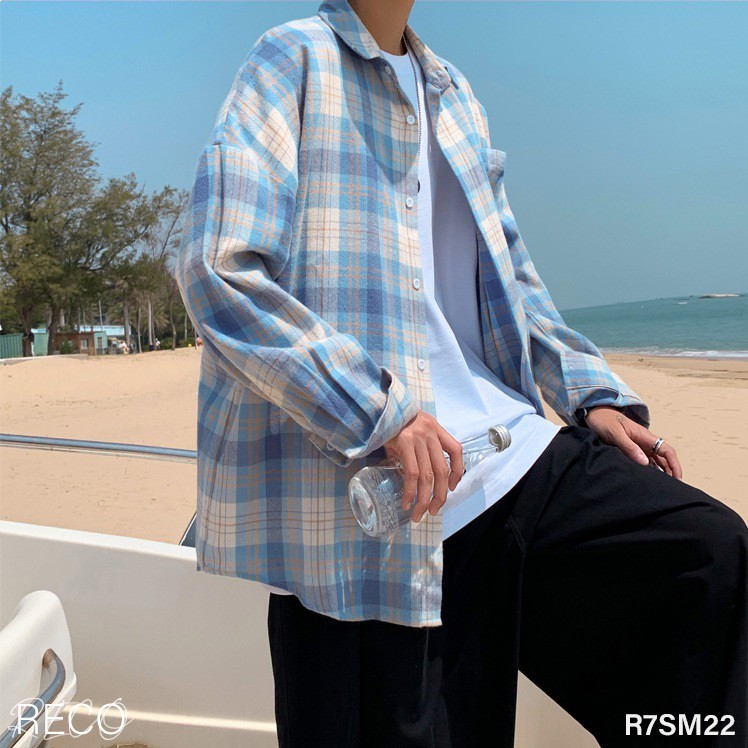Áo sơ mi nam nữ Hàn Quốc cao cấp dáng rộng dài tay Shirt Loose R7SM22