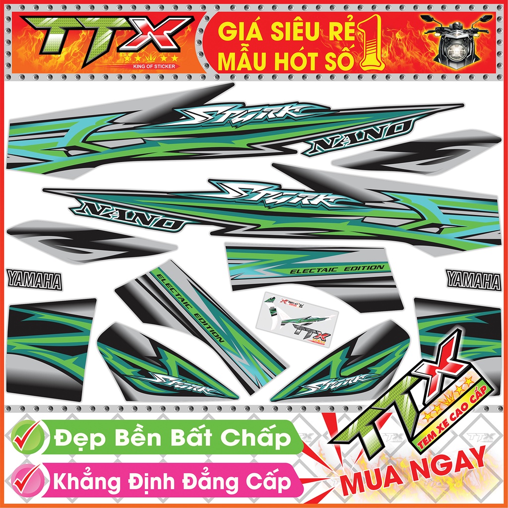 Tem sirius spark nano , Tem xe phụ kiện sirius màu đen viền xanh lá tuyệt đẹp , Shop TTX Team chế sirius mã (S0051/A1)