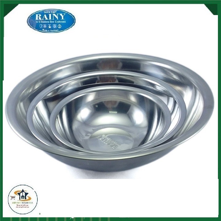 Bộ 3 thau inox Rainy cao cấp 20, 26, 32 cm - XTT-TTTHAU3