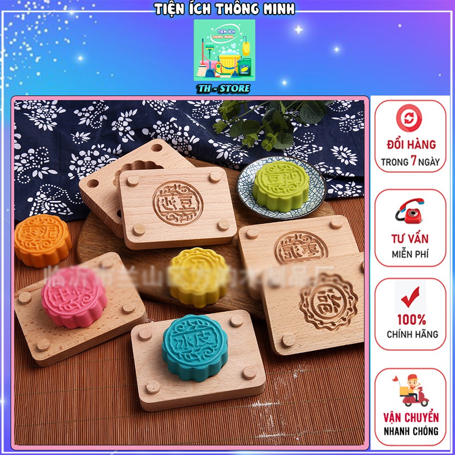 Khuôn gỗ làm bánh trung thu 2 mảnh. Khuôn làm bánh truyền thống hình hoa - BT108