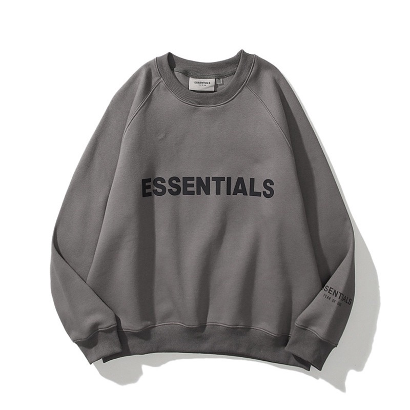 Áo Sweater ESSENTIAL nỉ lót lông cao cấp in cao su nổi có phản quang