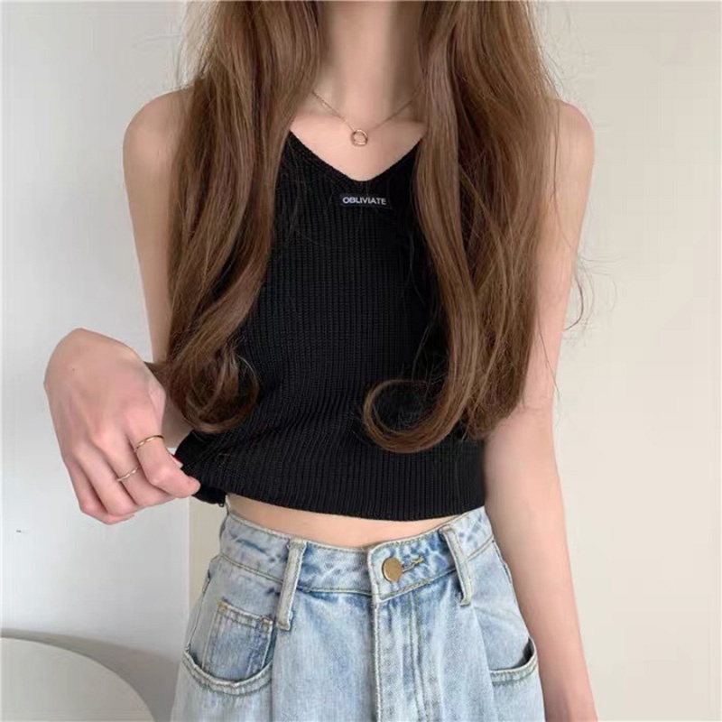 IELGY summer tide short sling knit bottoming outer wear women