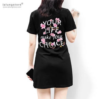 Đầm polo cotton hoạ tiết hoa đào