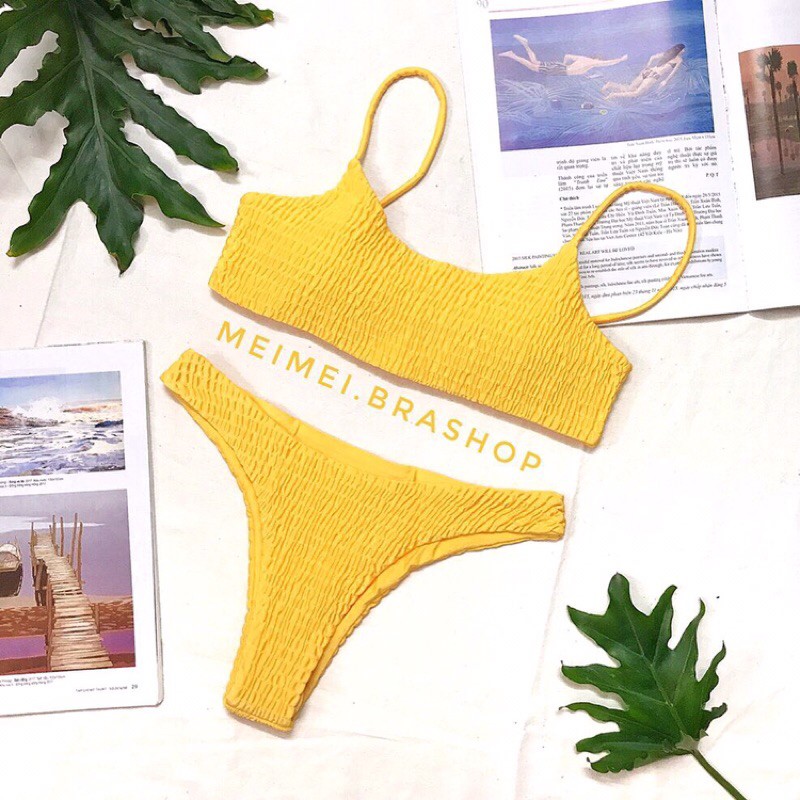 Hàng loại 1-bikini 2 mảnh nhún dễ mặc, ôm dáng. Thiết kế cơ bản basic (nhiều màu).Meimei_store21 | BigBuy360 - bigbuy360.vn