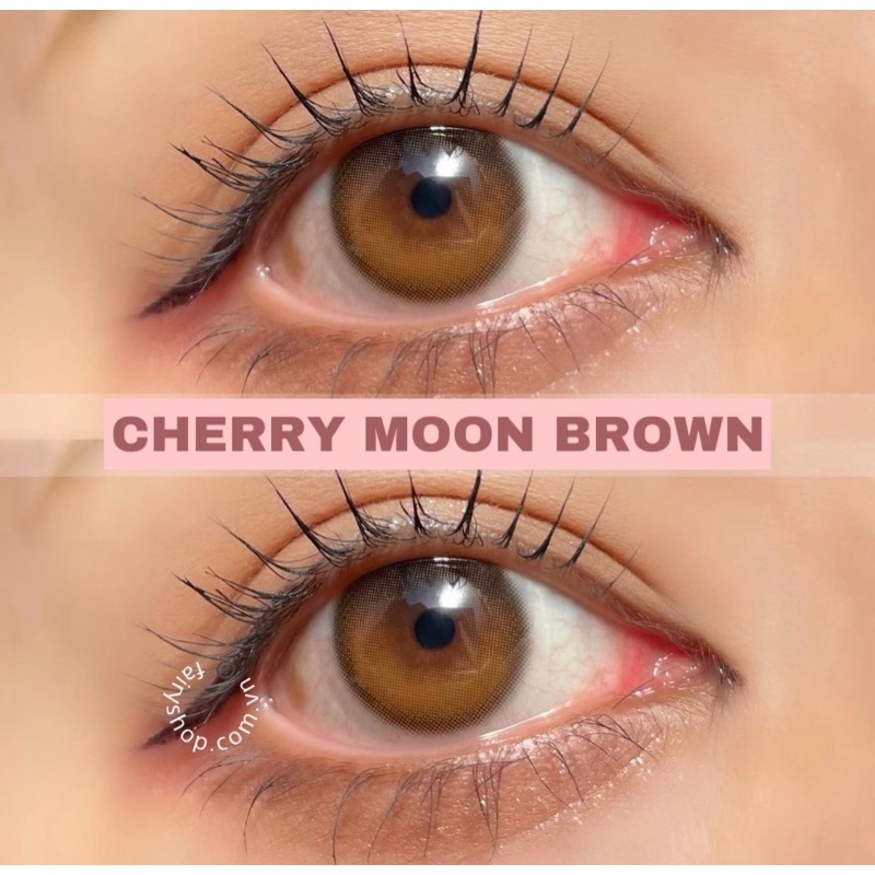 Kính Áp tròng Cherry Moon Brown 14.0mm  - Lens Phủ Bóng Glowy FAIRY SHOP CONTACT LENS - Lens Trăng Khuyết