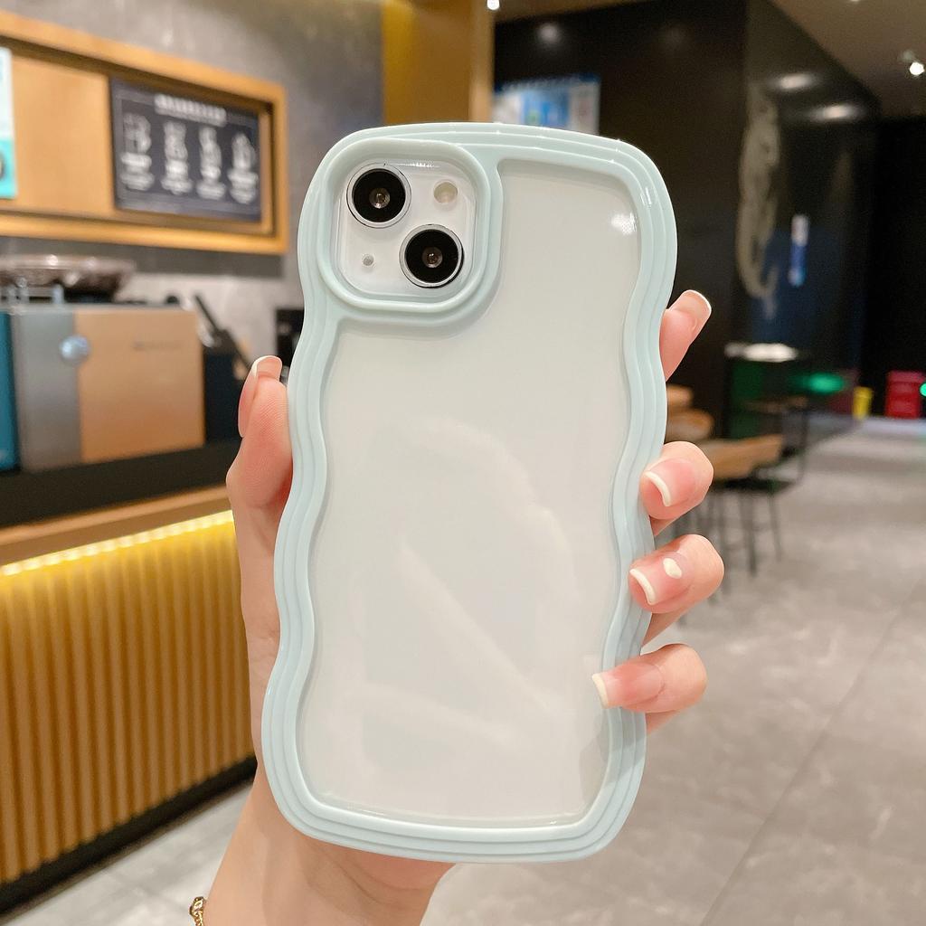 Ốp Điện Thoại Viền Gợn Sóng 2 Trong 1 Màu Kẹo Cho iPhone 13 12 11 X XR XSMAX