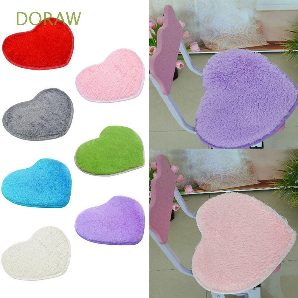 DORAW 40x30cm Shower Floor Nonslip Soft Plush Heart Mat