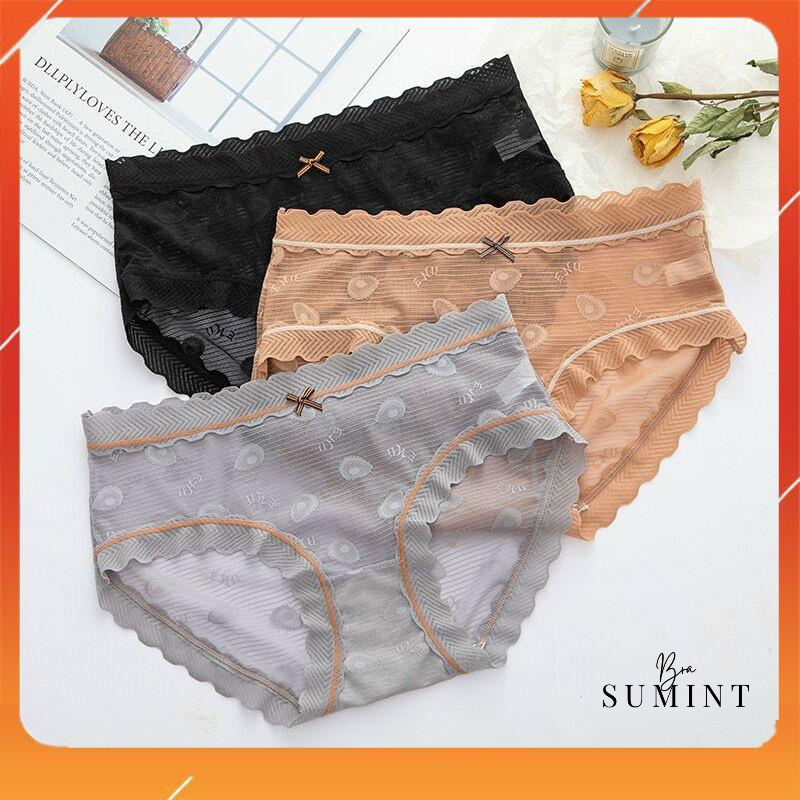 Quần lót nữ kháng khuẩn cạp cao nâng mông chất liệu ren cao cấp họa tiết quả bơ Q2653