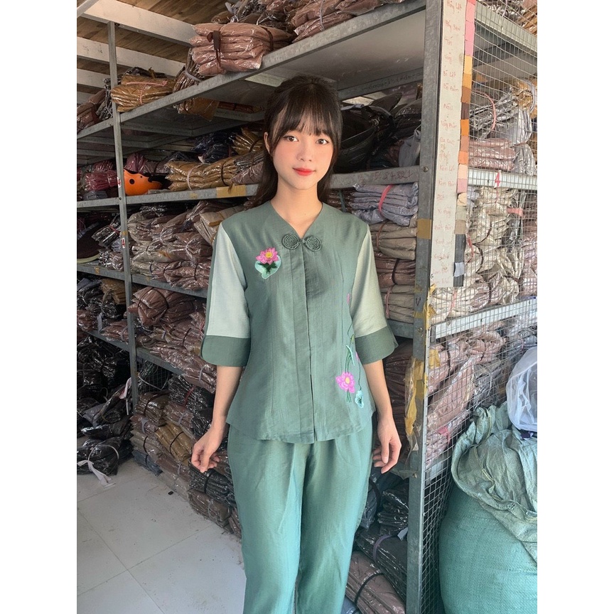 Đồ Lam Đi Chùa # Mẫu Tay Phối Tơ# Quần Áo Nữ