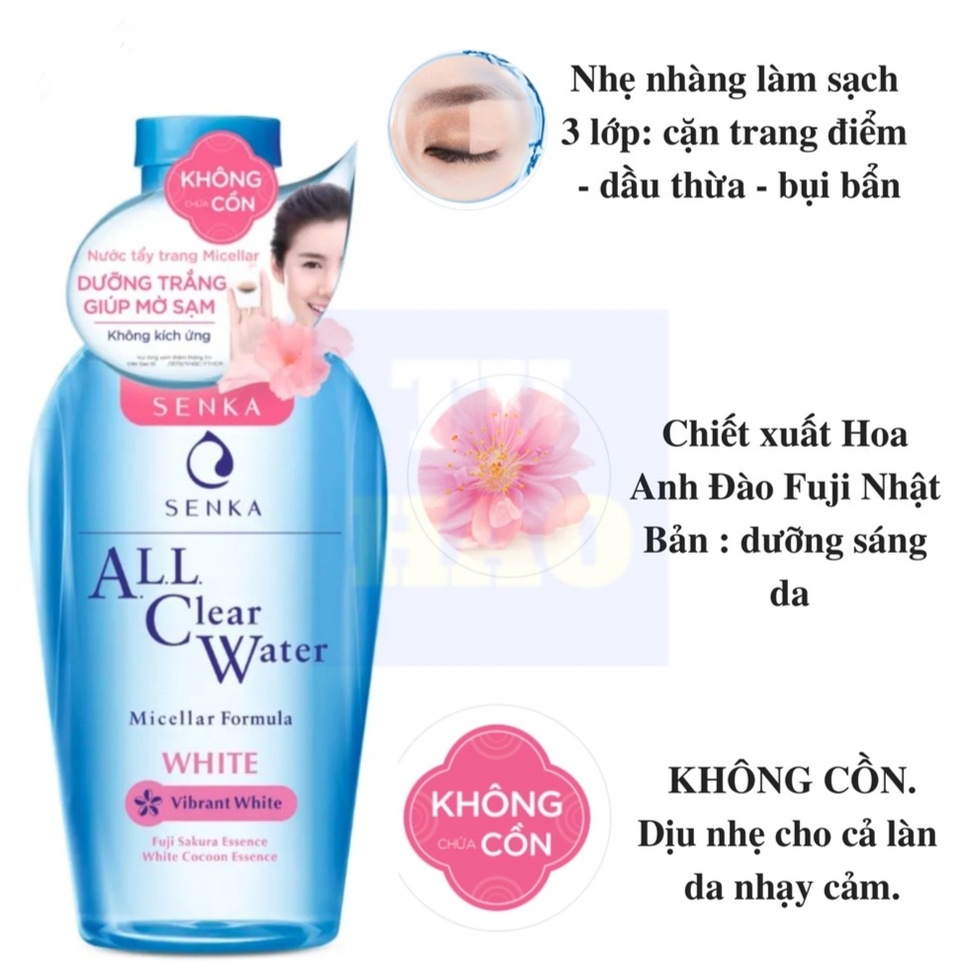 Nước tẩy trang dưỡng trắng Senka All Clear Water Micellar Formula White 230ml