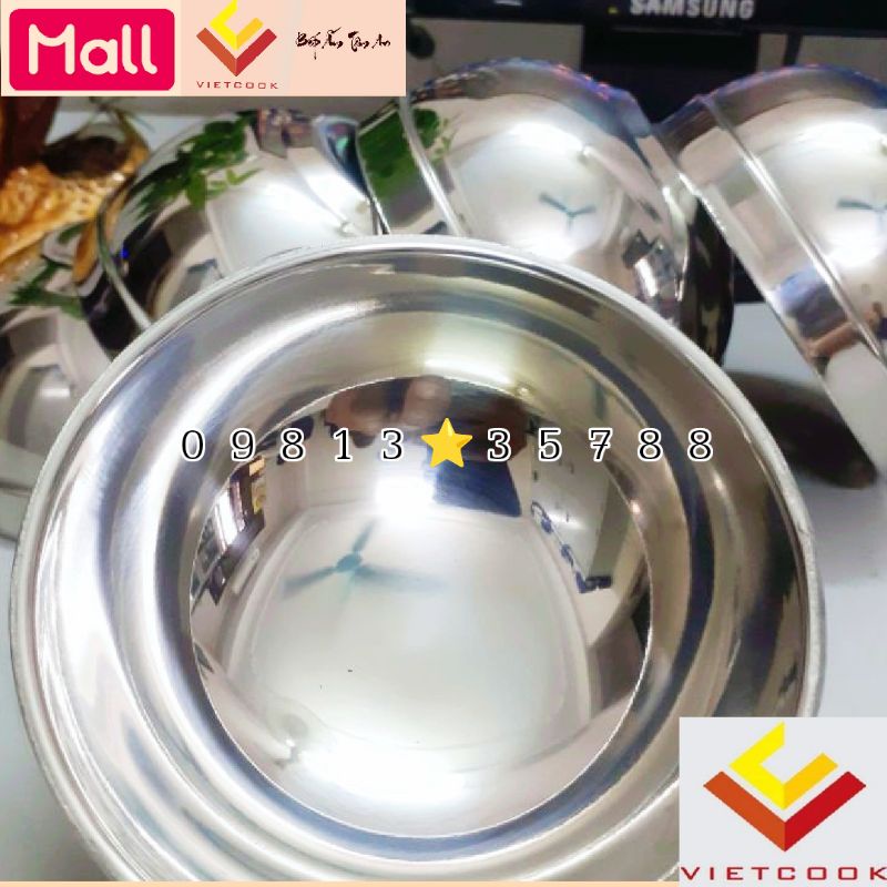 Bát inox 2 lớp SUS 304 VIETCOOK cách nhiệt cao cấp đủ size 11, 12, 13, 14, 15, 16, 17, 18 cm