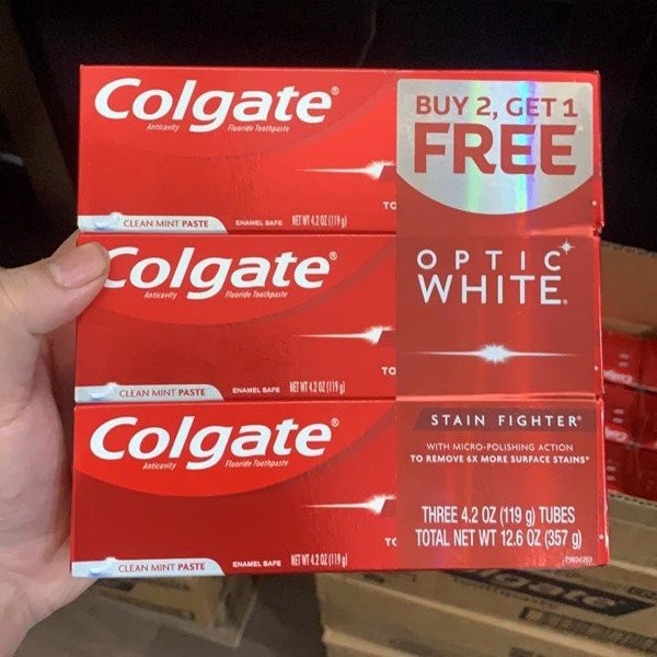 Kem đánh răng Colgate Optic white 119g Mỹ Cam Kết Chính Hãng