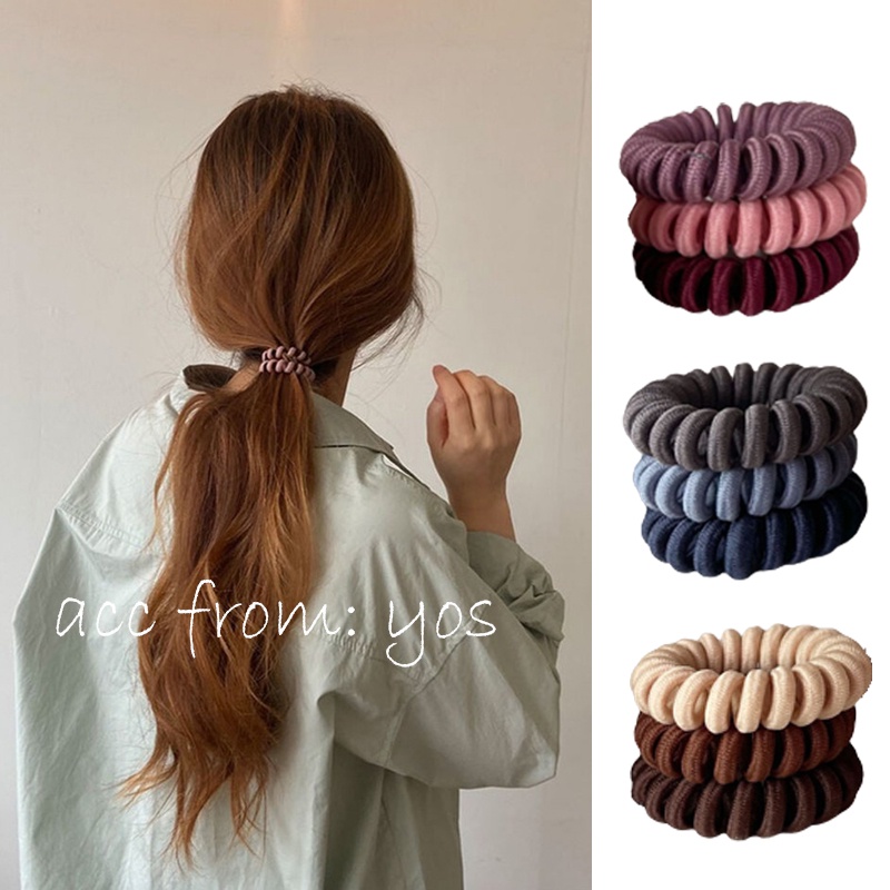 Set 3 dây cột tóc lò xo Hàn Quốc theo tone màu xinh xắn cho nữ