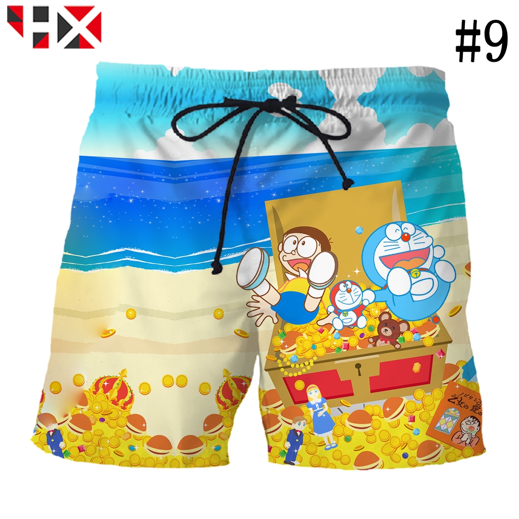 Hx Quần Short Thể Thao In Hình Doraemon 3d Thời Trang Đi Biển Cho Nam Nữ