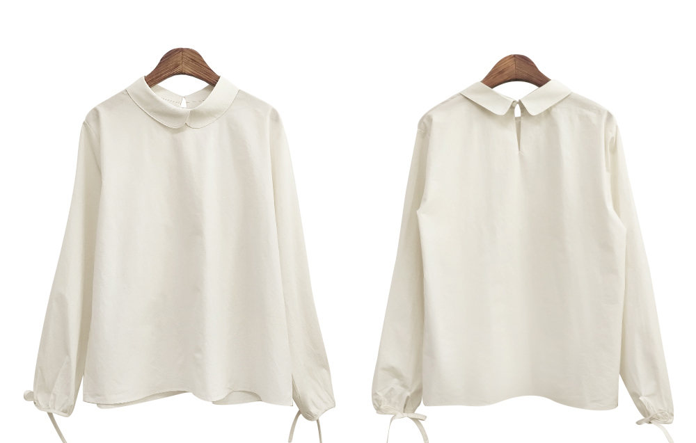 32523 Bộ Áo Sơ Mi Dài Tay Cổ Búp Bê + Đầm Yếm Trơn Màu Xinh Xắn Dành Cho Nữ