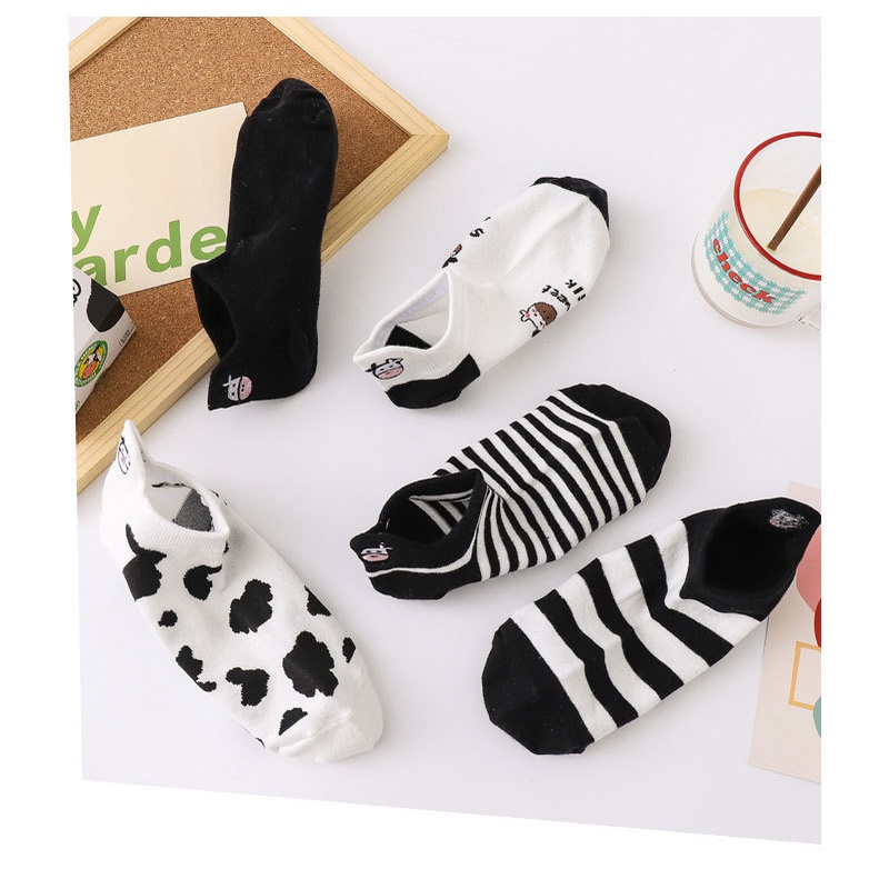 Vớ Nữ 5 Kiểu Họa Tiết Bò Sữa Siêu Dễ Thương Cho Nữ