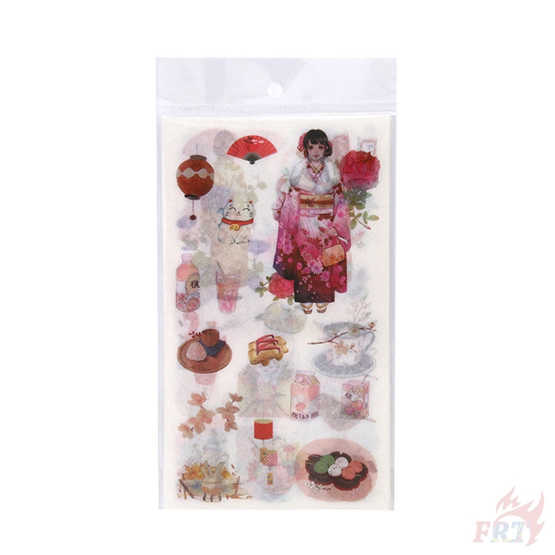 Set 6 Tờ Sticker Hình Sakura Girl Dùng Trang Trí Sổ Tay Diy