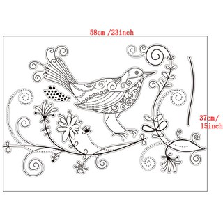Decal dán tường / kính cao cấp - Chim Hoa văn tinh tế ( 60x58 )