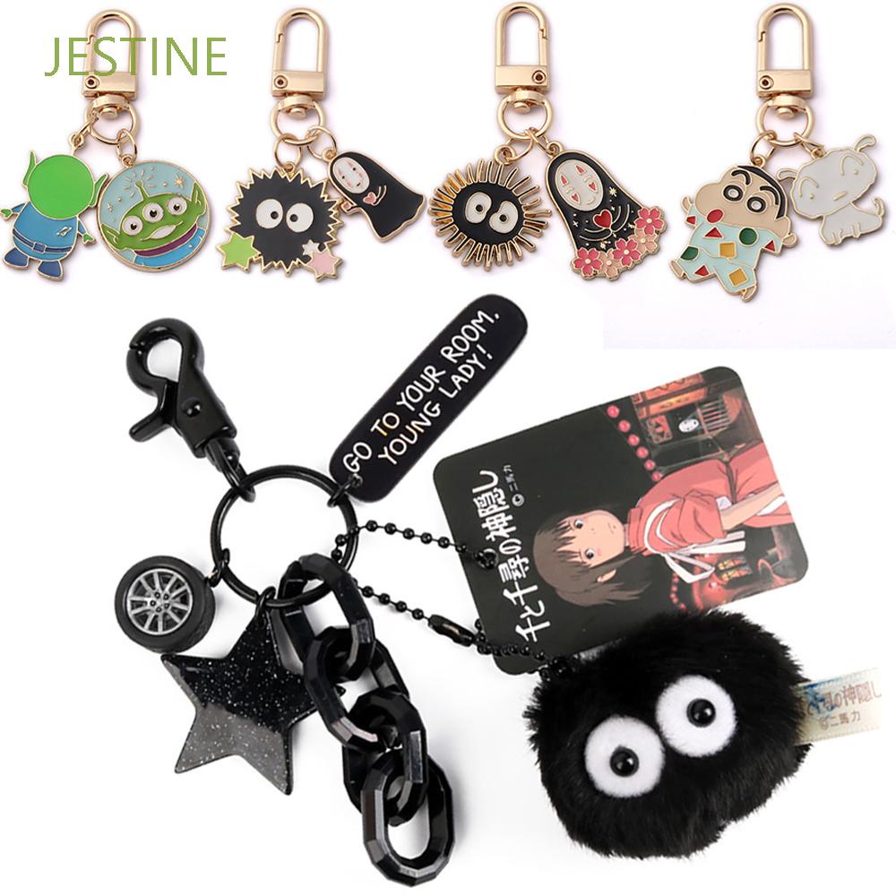 JESTINE Móc khóa gắn điện thoại di động hình Totoro Spirited Away Hayao Miyazaki Ball Elf màu đen dễ thương