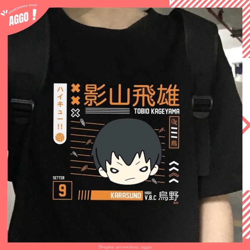 Áo Thun Tay Lửng Nhân Vật Tobio Kageyama Haikyuu Hoạt Hình Anime Nhật Bản Nam Nữ Đủ Size