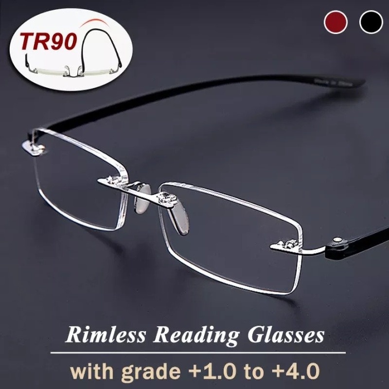 Kính Đọc Sách Không Gọng TR90 Chống Bức Xạ Từ Kim Loại Cho Nam Và Nữ