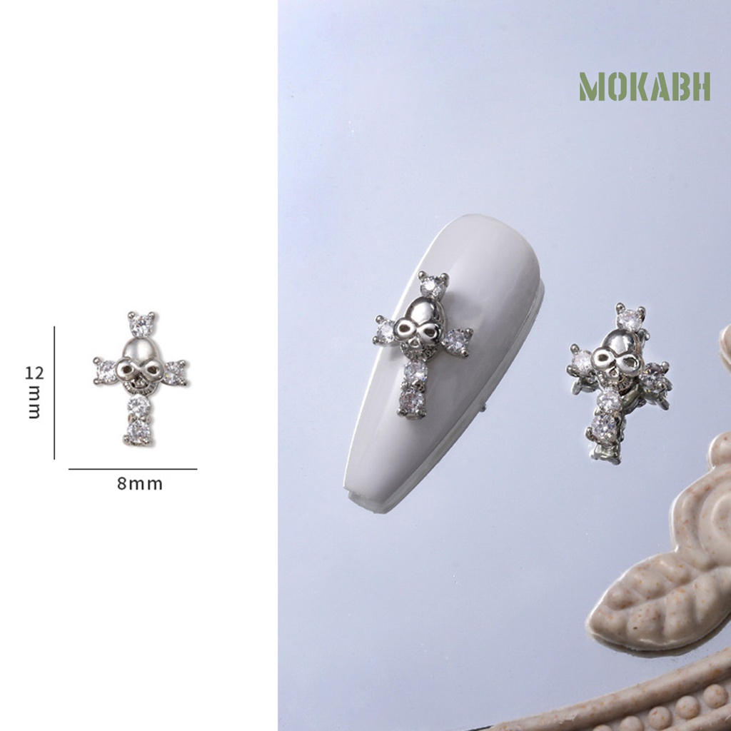 Phụ Kiện Trang Trí Móng Tay Nghệ Thuật Hình Chữ Thập 3D Bằng Kim Loại Màu Sắc Sống Động Dễ Sử Dụng
